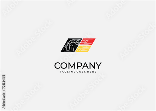 German flag racing car key logo black red yellow automotive design outline sports vehicle speed performance tuning drift race symbol.