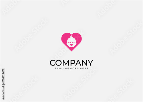 Baby love heart icon childcare parenting family newborn symbol pediatric health happiness cute infant care design vector graphic.
