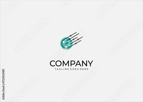 Meteor comet asteroid space rock logo icon shooting star design astronomy science symbol cosmic object minimal vector futuristic graphic.