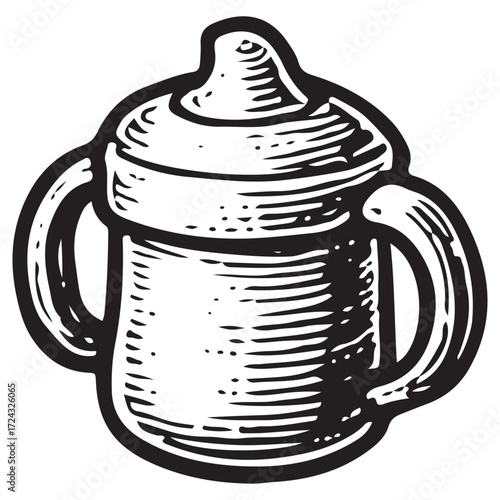 Baby Sippy Cup Line Art Vector Icon