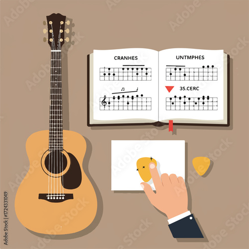 Learning & Teaching Guitar Vector Set: Chords, Notes & Instruments for Music Education, Lessons & Beginner Guides