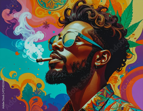 Portrait of man smoking, hippy style vibes