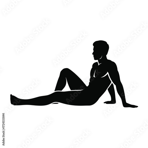 Man resting in a reclined pose silhouette vector illustration
