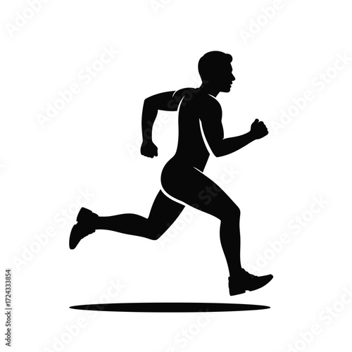 Man running at full speed silhouette motion