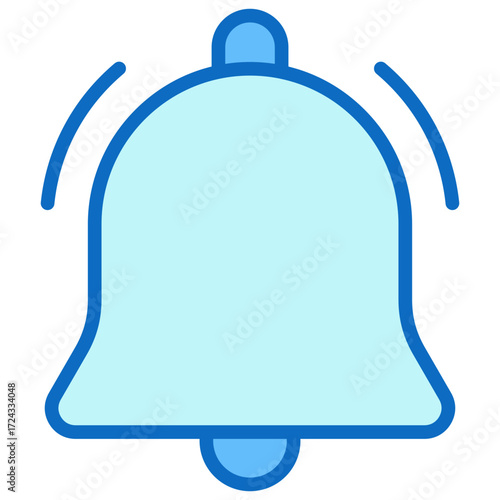 Notification Blue Fill Outline Icon Design Vector - Ringing bell symbol representing alerts, reminders, or new messages
