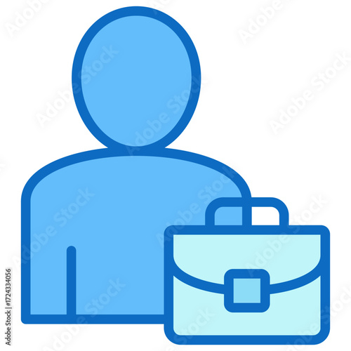 Professional Role Blue Fill Outline Icon Design Vector - person holding a briefcase, indicating job position or business professional