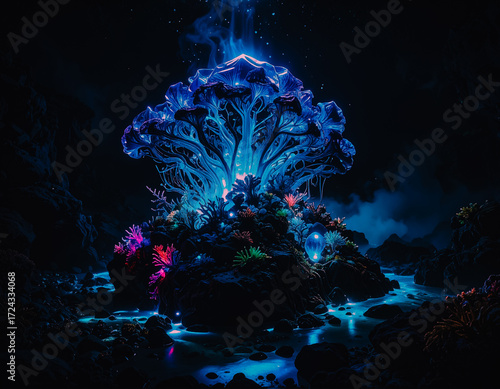 neon coral reef trippy photo