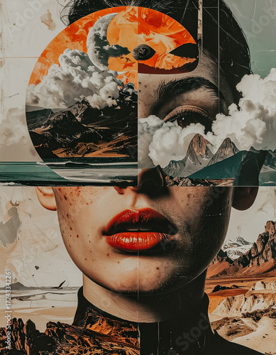 woman with landscape portrait face