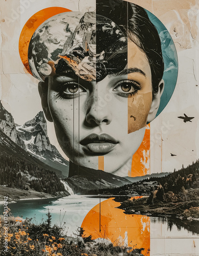woman with landscape portrait face
