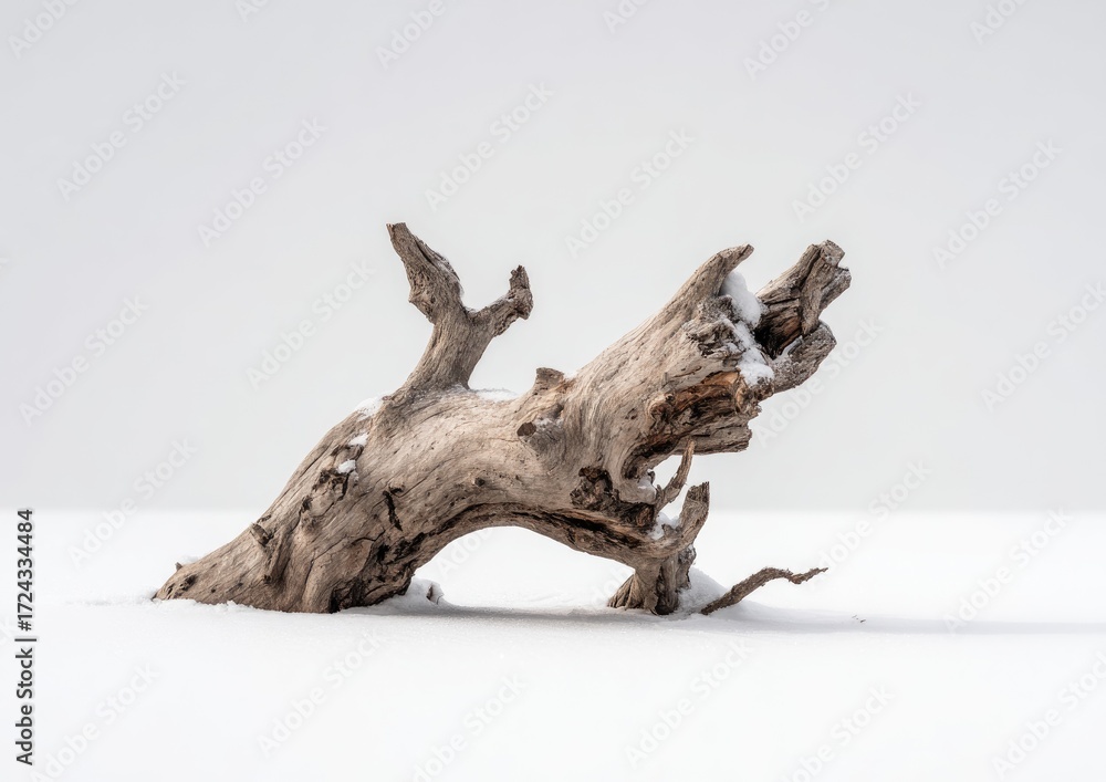 Fototapeta premium Driftwood in Winter Snow