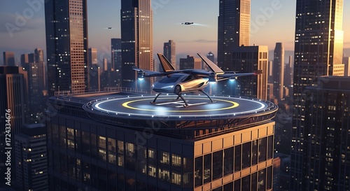 Flying Taxi on Helipad.