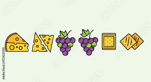 Christmas  delicious snack platter featuring cheese crackers and grapes perfect for a healthy and tasty treat time vector