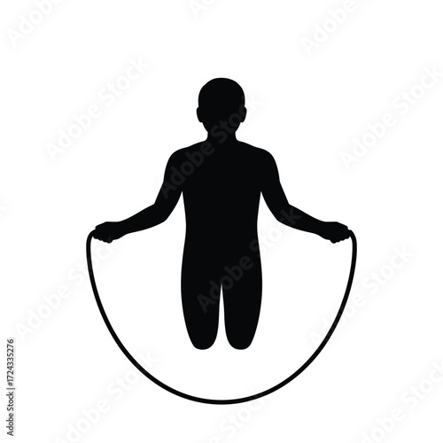 Silhouette of a person jumping rope Keywords: silhouette, person, jumping rope, skipping
