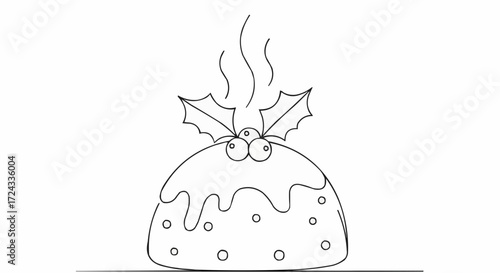 Christmas  download christmas pudding vector illustration with holly berries for holiday food and dessert designs vector
