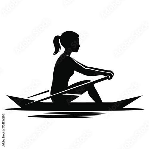 Silhouette of a woman rowing a boat rower female