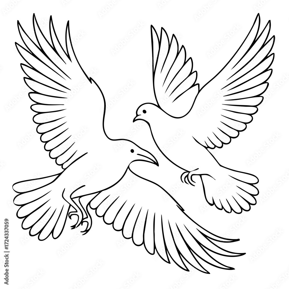 Obraz premium Symbolic Duality of a Dove and Raven