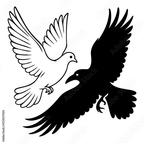 Symbolic Duality of a Dove and Raven