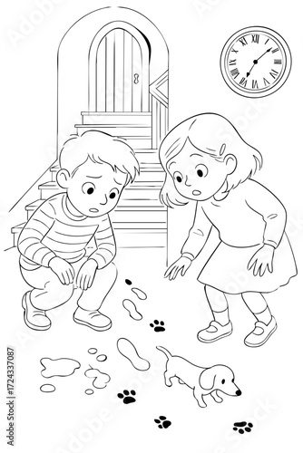 Children Discovering a Puppy's Mess