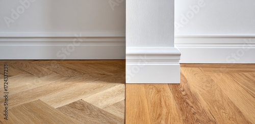 Light-filled room with hardwood floors and white baseboards