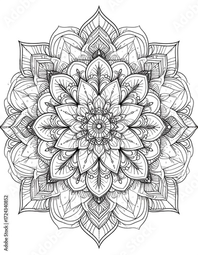 Intricate black and white mandala design (2)