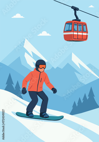 snowboarder with the ski lift
