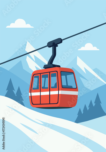 cable car on ski resort