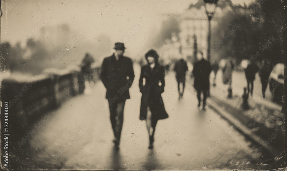 custom made wallpaper toronto digitalMonochrome Romance - A Couple Walks in the City.