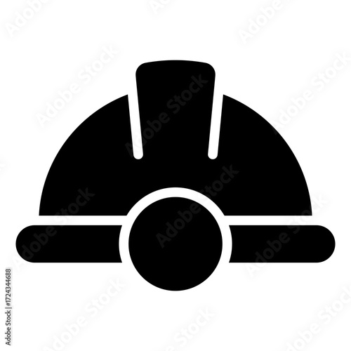 Worker Helmet Glyph Black Silhouette Icon Design Vector - safety helmet symbol representing worker protection, construction safety, and workplace security