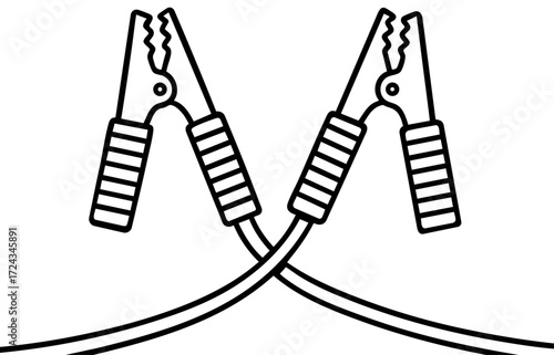 Car jumper cables with clamps, automotive battery booster wires for emergency start and power connection