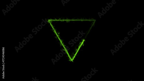Wallpaper Mural Green Triangle Outline with Electric Energy Effect on Black Background geometric shape glowing Torontodigital.ca