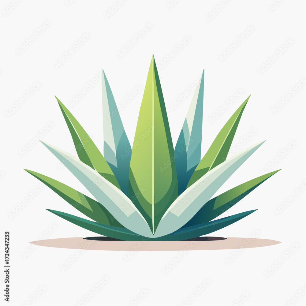 Fototapeta premium Green and Blue Agave Plant Illustration