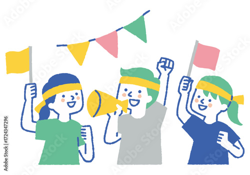 Children cheering at the sports day_color