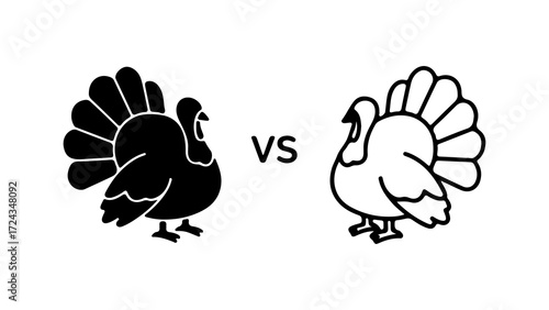 Turkey Silhouette Versus Outline A Thanksgiving Comparison.