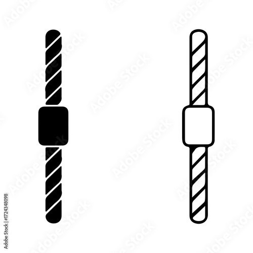 Twisted Rope or Cable Icon Set in Solid and Outline Styles.