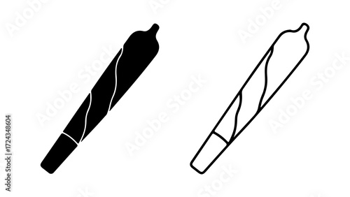 Two black and white marijuana joint images.