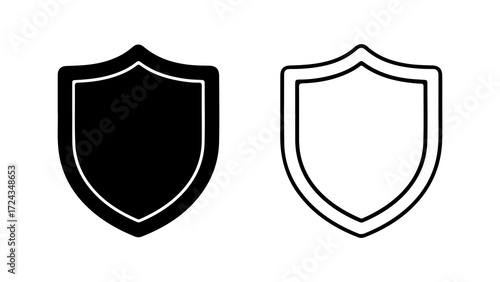 Two black and white shield icons simple and elegant perfect for security or protection concepts suitable for various design projects emphasizing safety and trust.