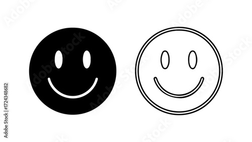 Two Black and White Smiley Faces 1.
