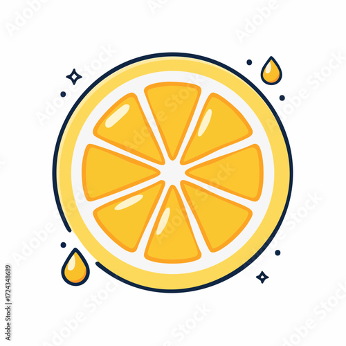 Juicy Yellow Lemon Slice Illustration