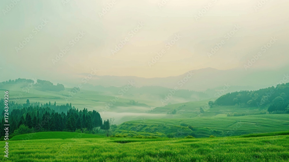 Obraz premium Rural Nature Landscapes: Summer Green Meadows, Spring Forest Hills & Panoramic Mountain Views