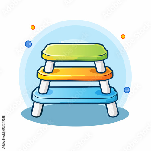 Colorful Stackable Children's Table And Chairs Illustration