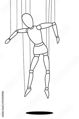 Minimalist Puppet Line Art Vector
