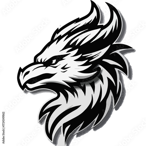 Phoenix logo black and white sticker facing left svg