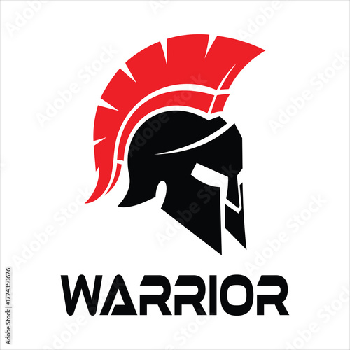 Spartan warrior helmet logo with the word warrior
