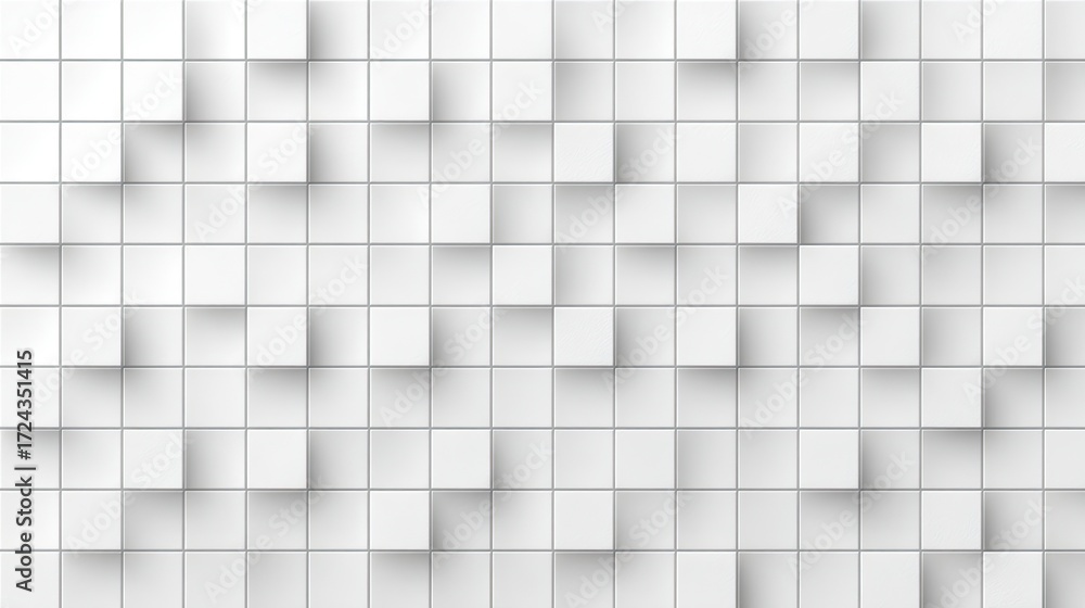 Fototapeta premium Abstract White 3D Square Grid Pattern with Subtle Shadow and Texture Clean Minimalist Design for Background Graphic Resource Targets 150 Character Count
