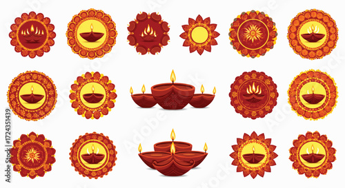 Ornate diya lamps glowing with warm light during Diwali festival celebrations, creating a festive and spiritual atmosphere.