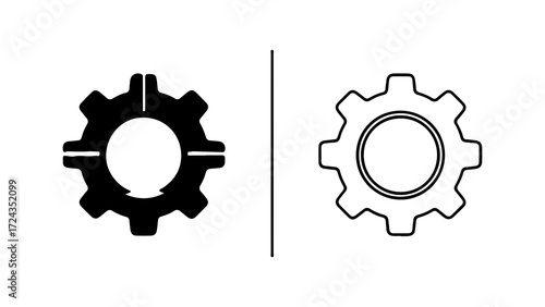 Two distinct gear icons representing settings and mechanical processes.