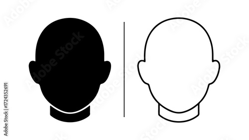 Two Head Icons Black Solid and White Outline.