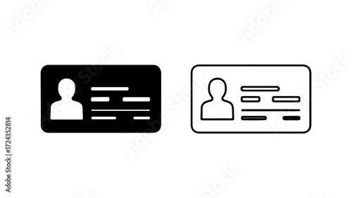 Two Id Cards One Black One White With Person Icon And Text Lines.