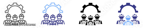 blue collar team icon set multiple style