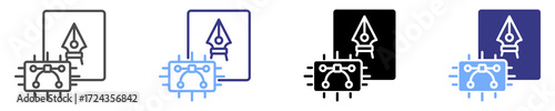 AI  tools icon set multiple style